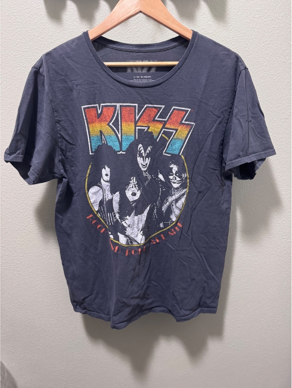 KISS Rock and Roll All Nite T Shirt Men’s Large 2022 Distressed Band Tee